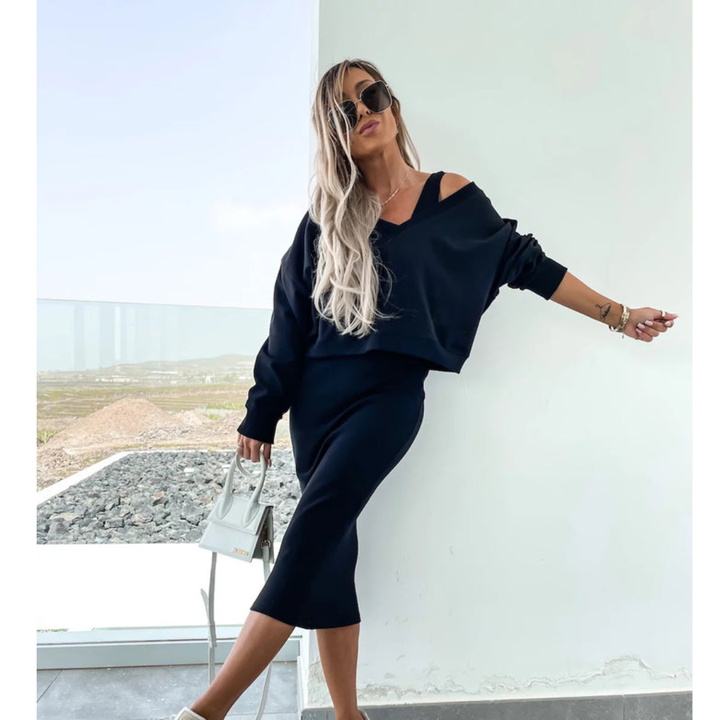 Senna | Set met Cold-Shoulder top & Midi-Rok | 1+1 GRATIS