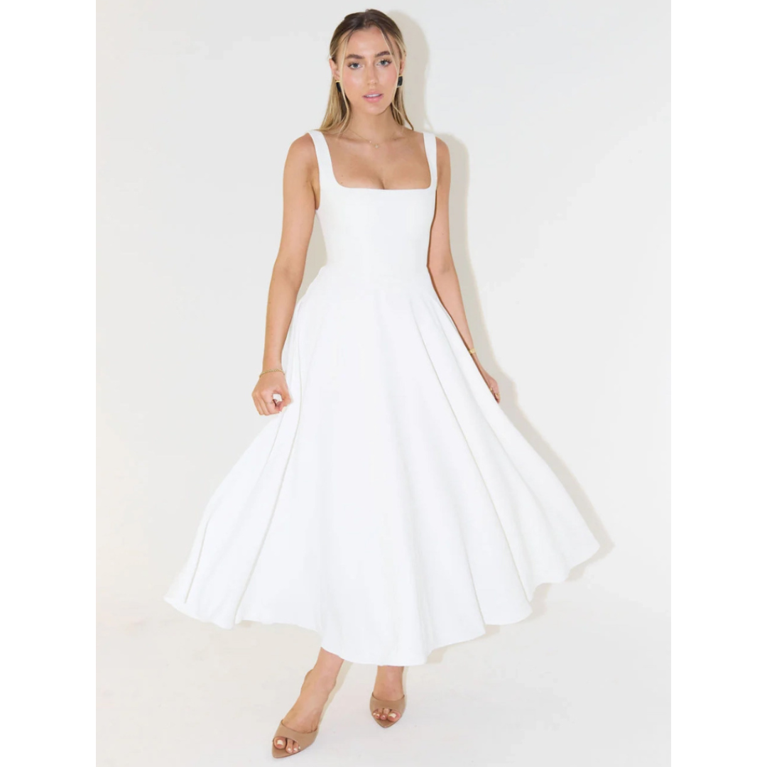 Melis | Lange Jurk met Vloeiende Midi-Rok