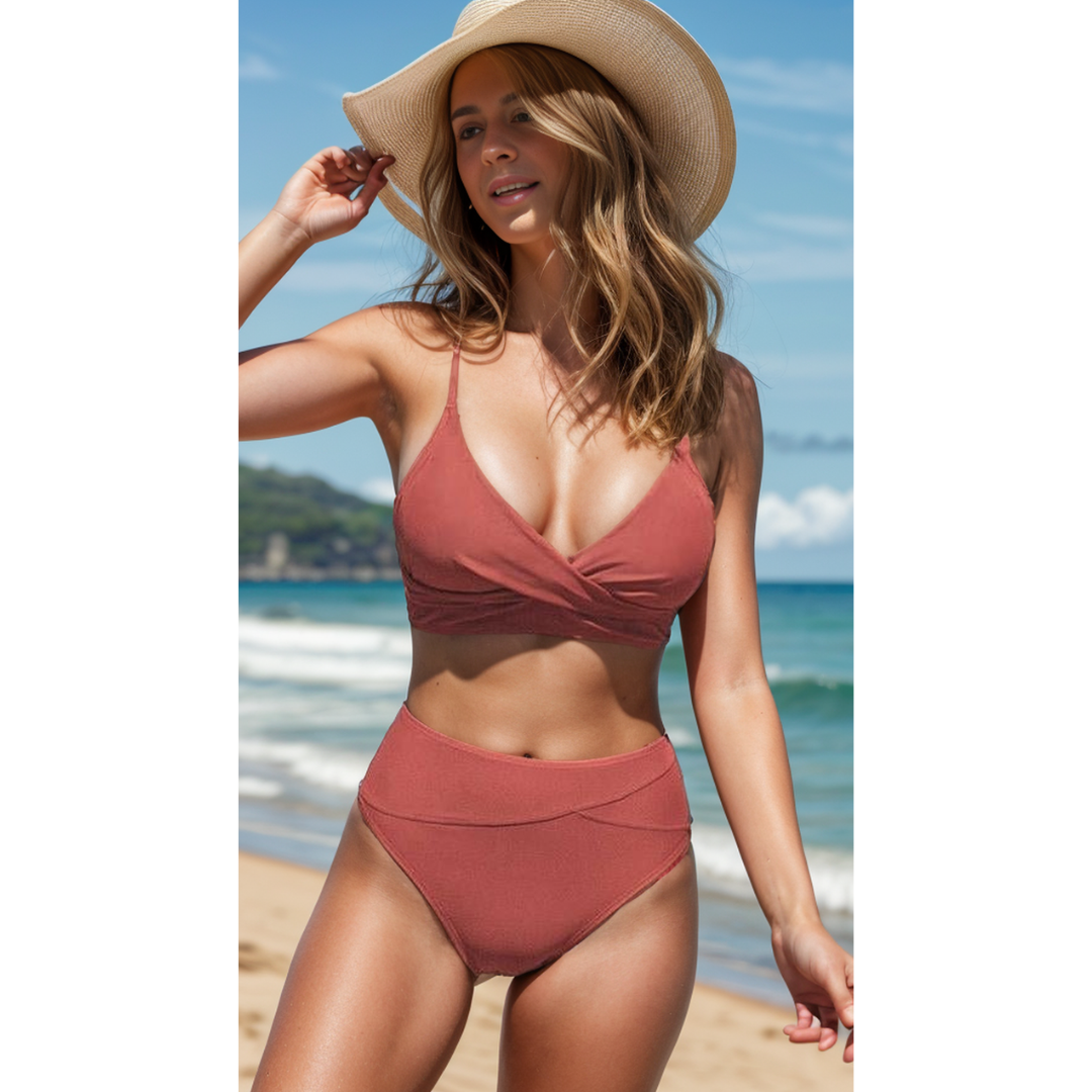Jodi | Hoge Taille Bikini met Speelse V-hals