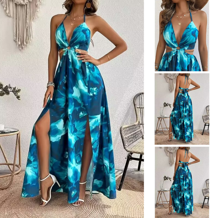Azure Bloom luchtige zomer jurk