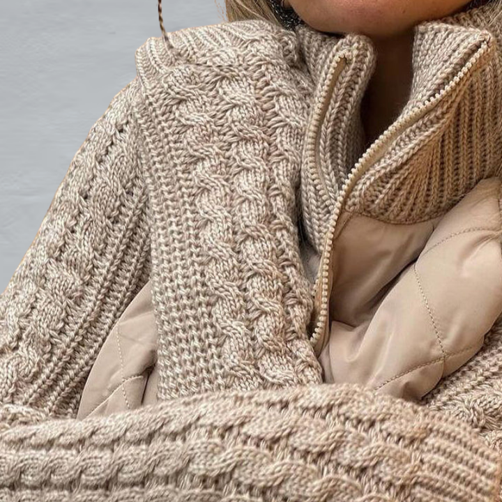 Emma | Gebreid Damesjack met Rits | Gewatteerd