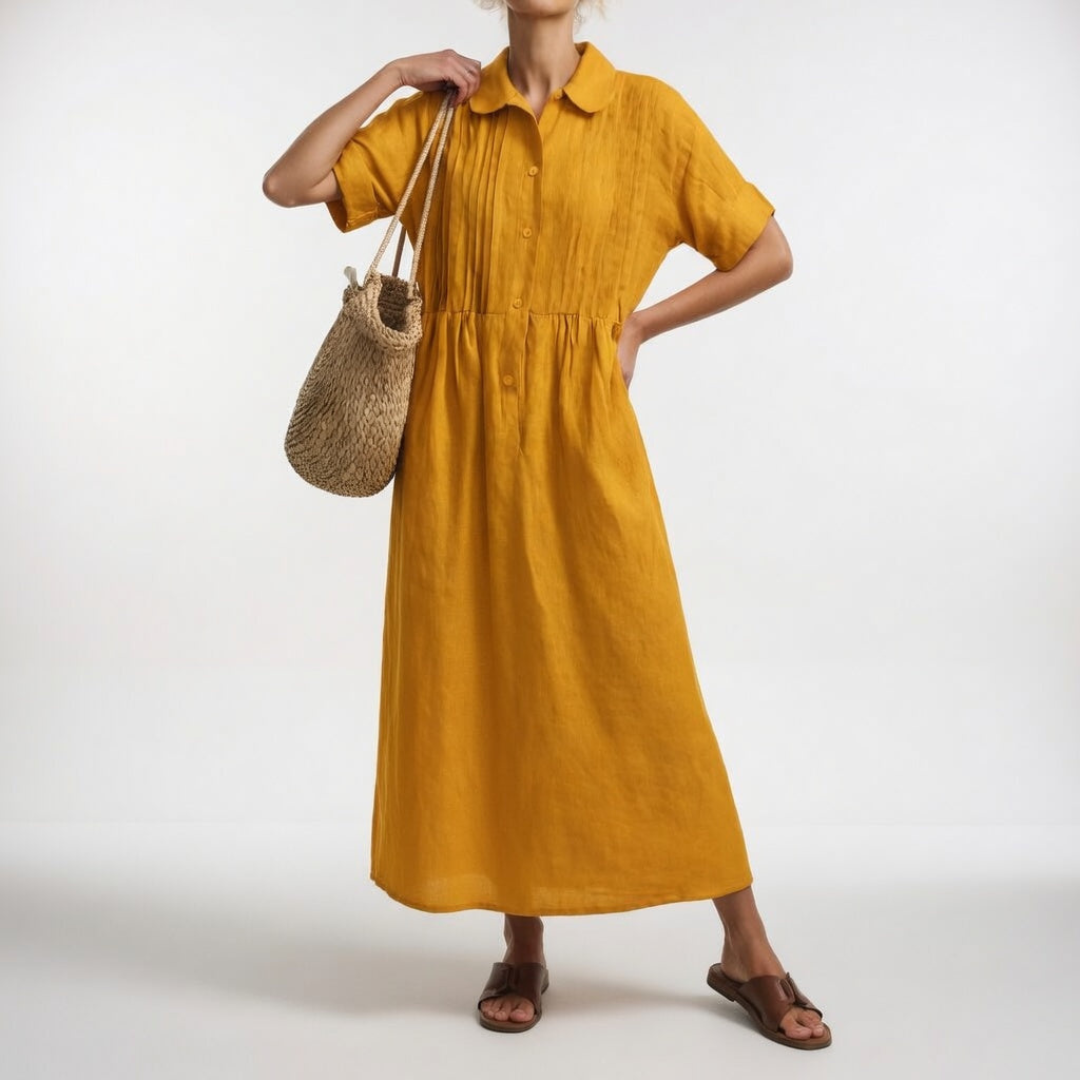Maaike | Zomerse Maxi-jurk van Katoen-Linnenmix