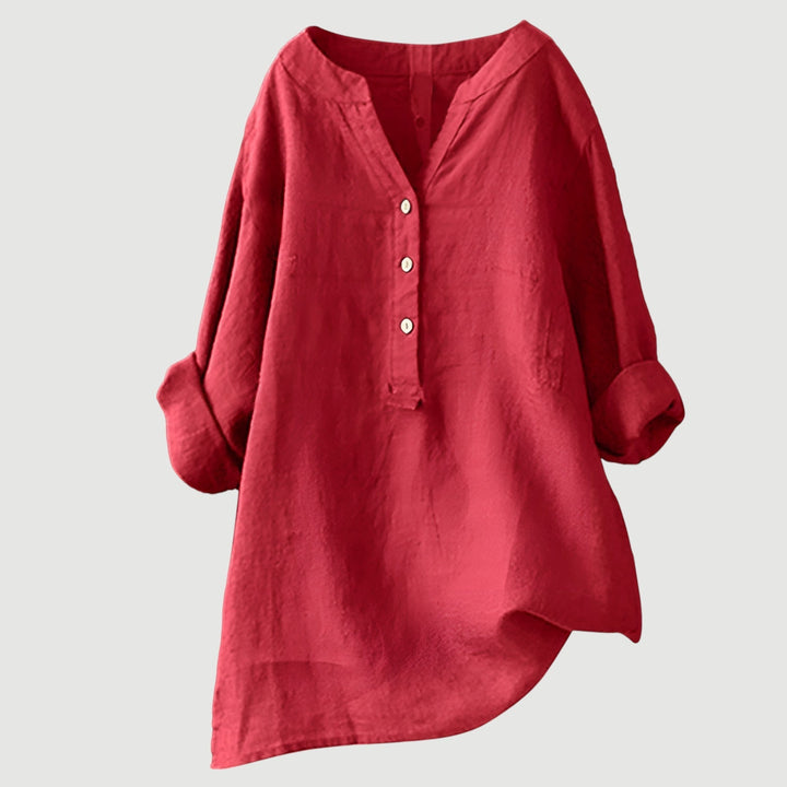 FREJA™ | WITTE DAMES BLOUSE KORTE MOUW LINNEN 0