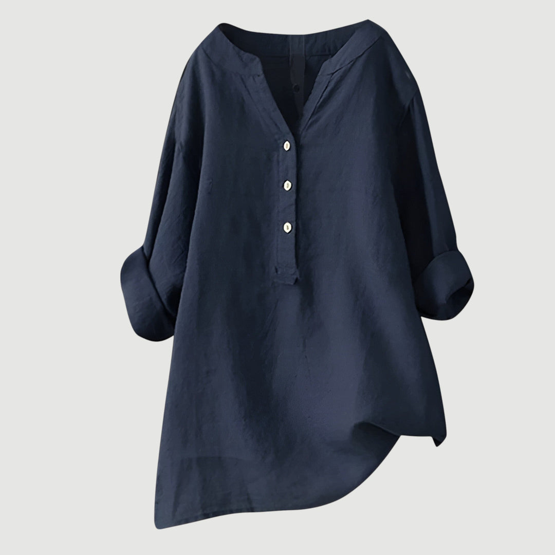 FREJA™ | WITTE DAMES BLOUSE KORTE MOUW LINNEN 1