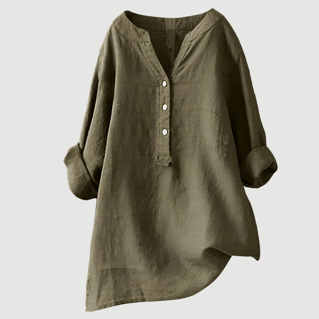 FREJA™ | WITTE DAMES BLOUSE KORTE MOUW LINNEN 10