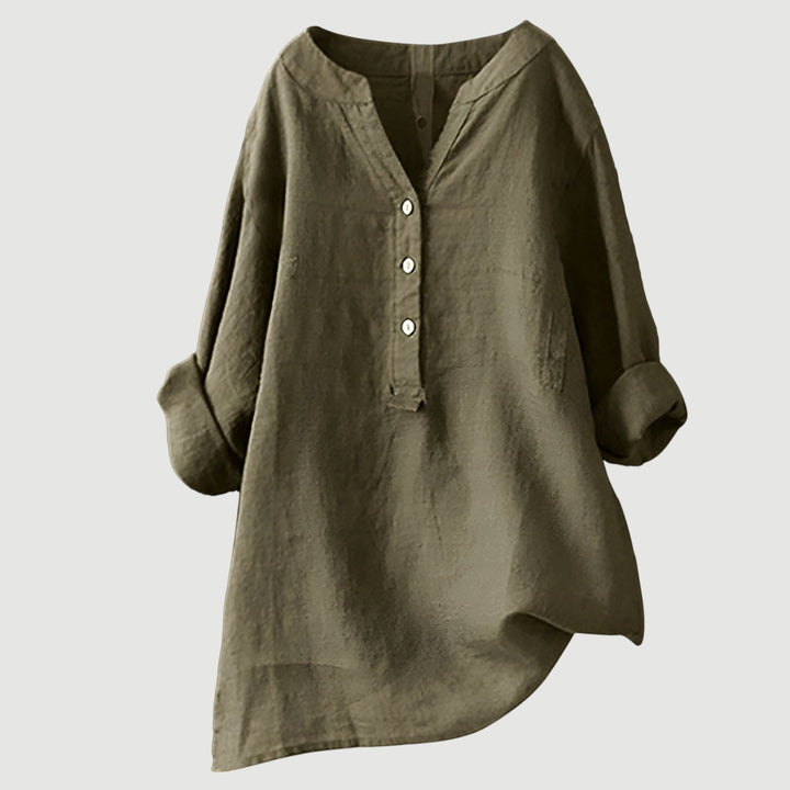 FREJA™ | WITTE DAMES BLOUSE KORTE MOUW LINNEN 10