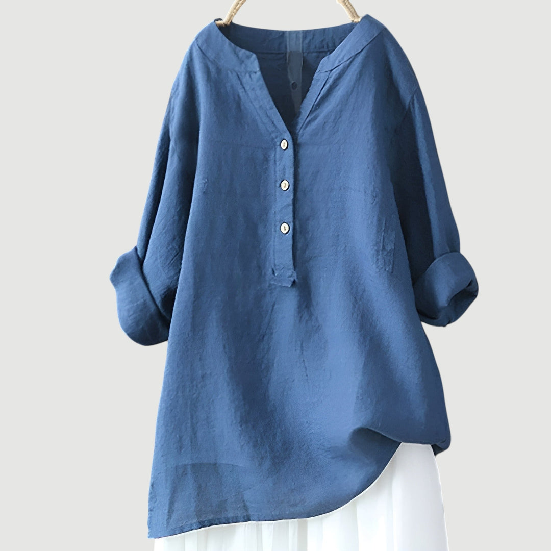 FREJA™ | WITTE DAMES BLOUSE KORTE MOUW LINNEN 4