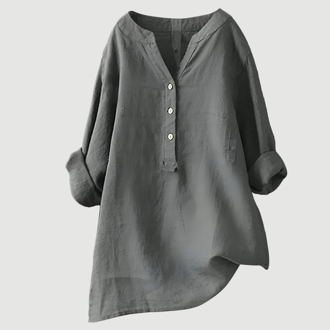 FREJA™ | WITTE DAMES BLOUSE KORTE MOUW LINNEN 5