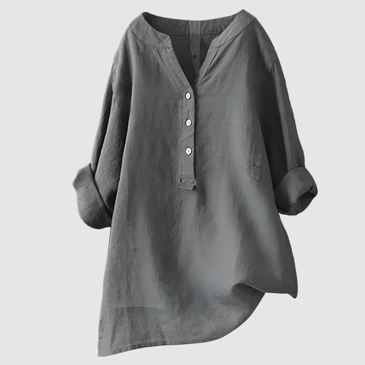 FREJA™ | WITTE DAMES BLOUSE KORTE MOUW LINNEN 5