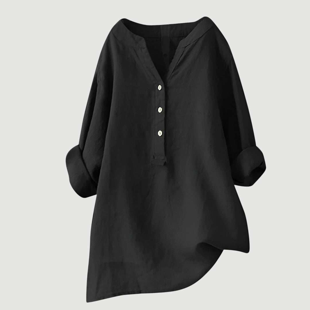 FREJA™ | WITTE DAMES BLOUSE KORTE MOUW LINNEN 7