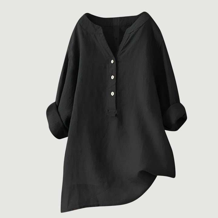 FREJA™ | WITTE DAMES BLOUSE KORTE MOUW LINNEN 7