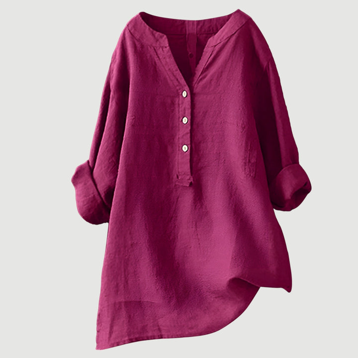 FREJA™ | WITTE DAMES BLOUSE KORTE MOUW LINNEN 8