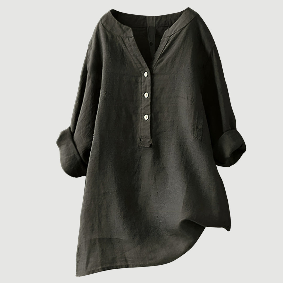 FREJA™ | WITTE DAMES BLOUSE KORTE MOUW LINNEN 9