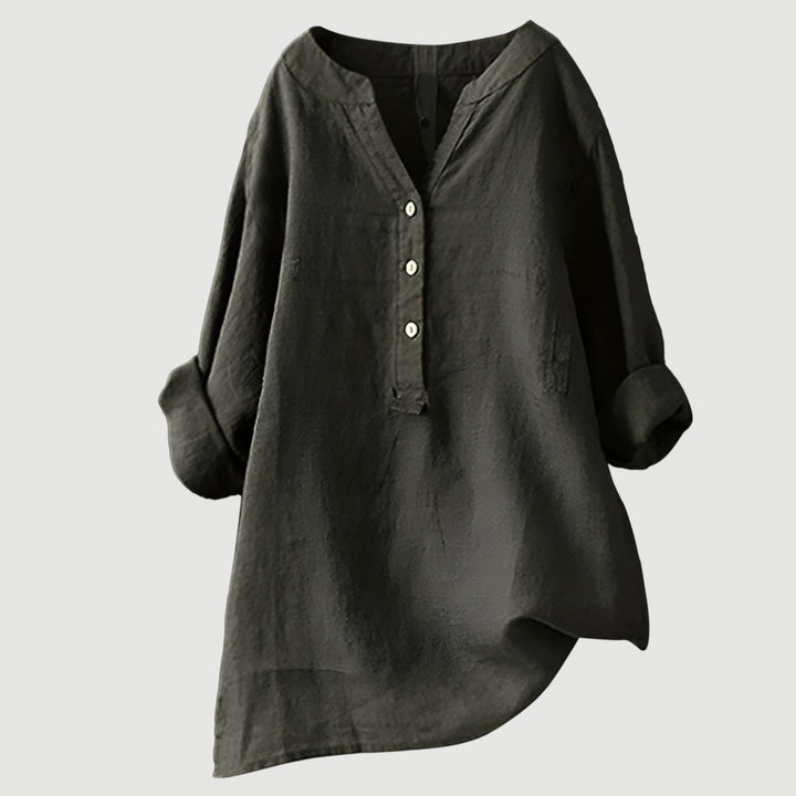 FREJA™ | WITTE DAMES BLOUSE KORTE MOUW LINNEN 9