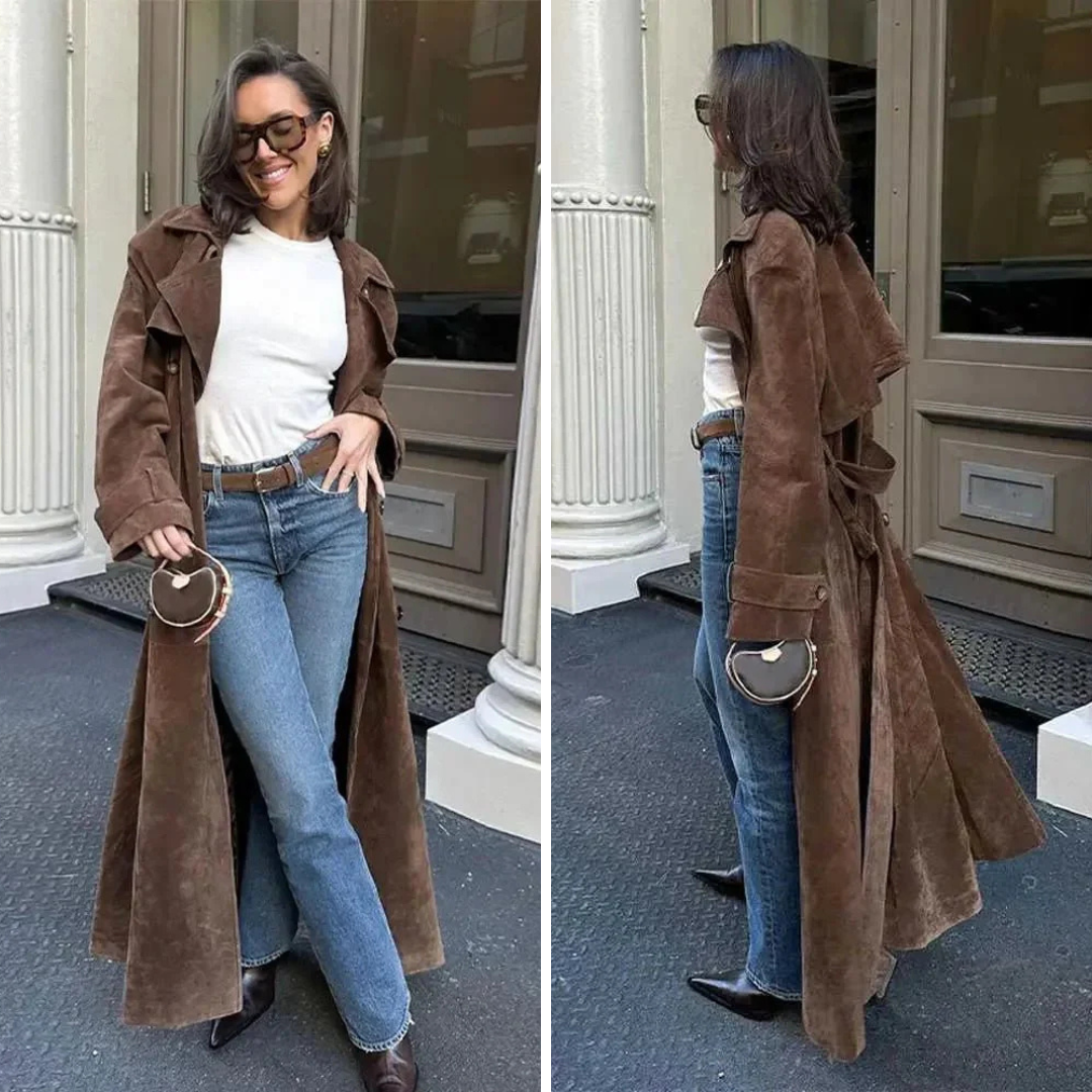 Maren Suede Luxe™ | Suede trenchcoat met Riem