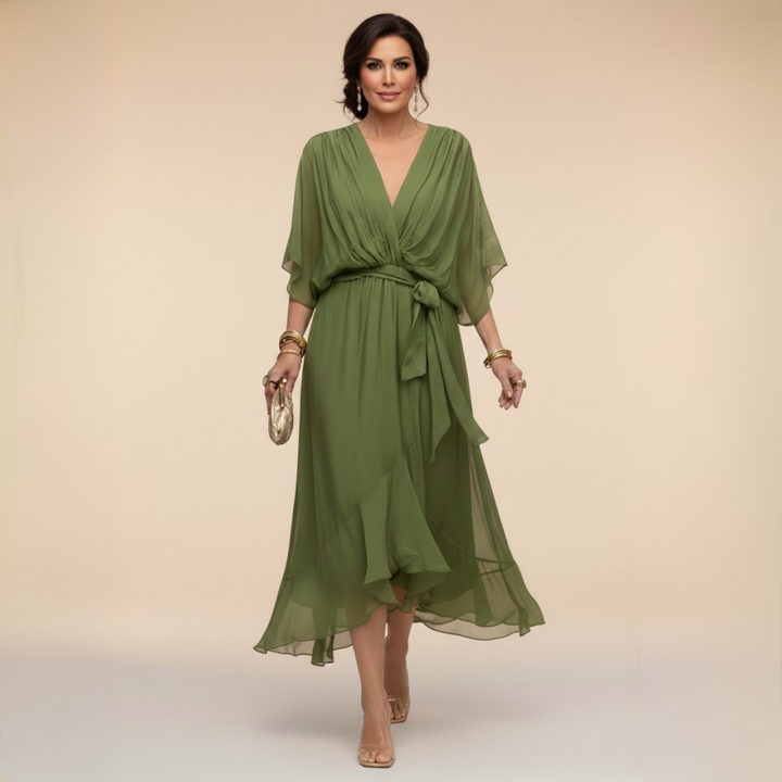 Monique | CHIFFON JURK MET V-HALS™ 0