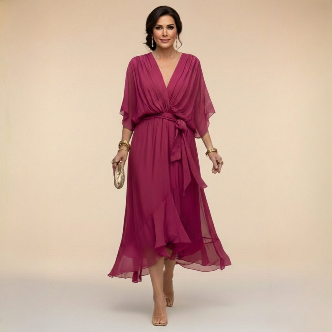 Monique | CHIFFON JURK MET V-HALS™ 3