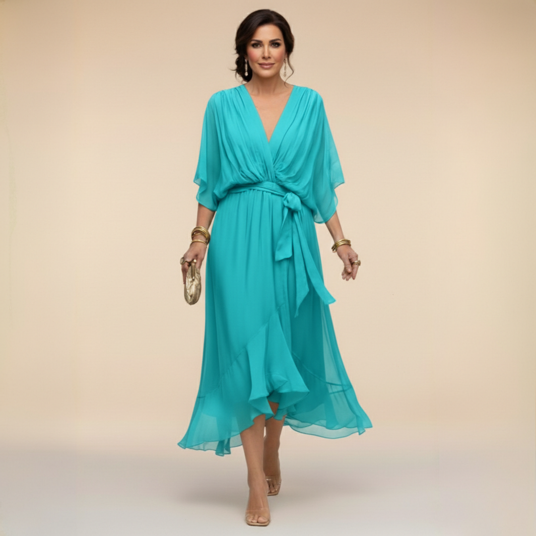 Monique | CHIFFON JURK MET V-HALS™ 4