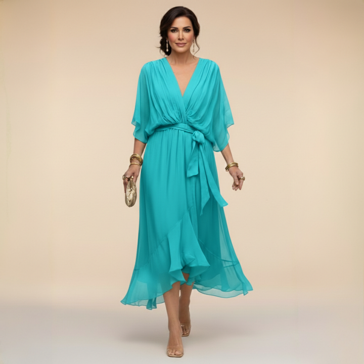 Monique | CHIFFON JURK MET V-HALS™ 4
