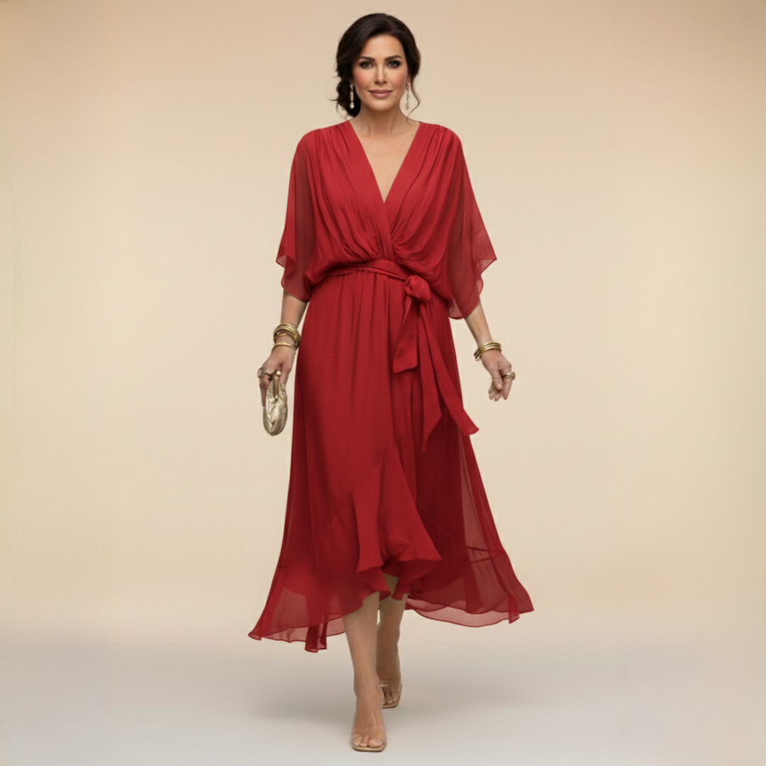 Monique | CHIFFON JURK MET V-HALS™ 6