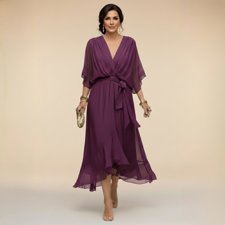 Monique | CHIFFON JURK MET V-HALS™ 8