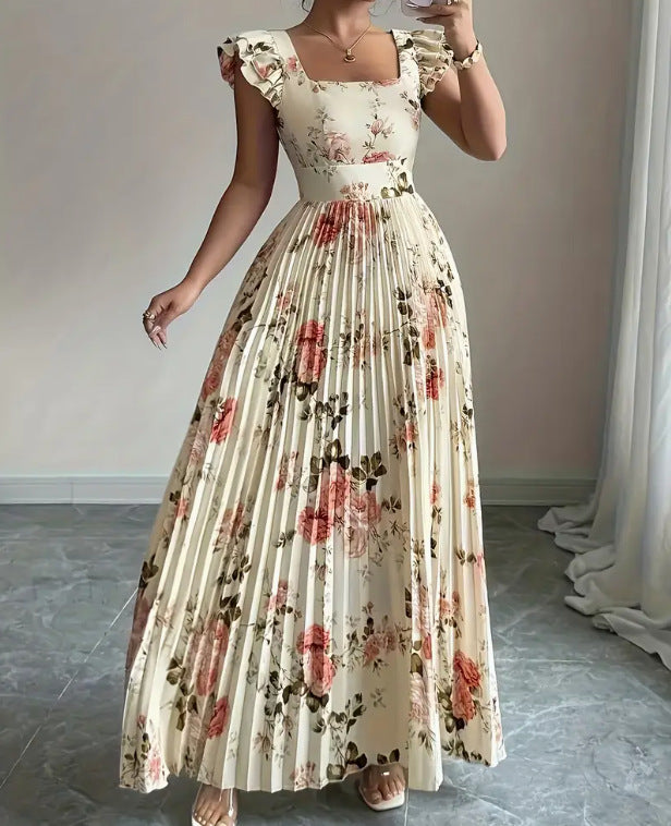 Roosmarijn | Zwevende Maxi-jurk met Bloemenprint