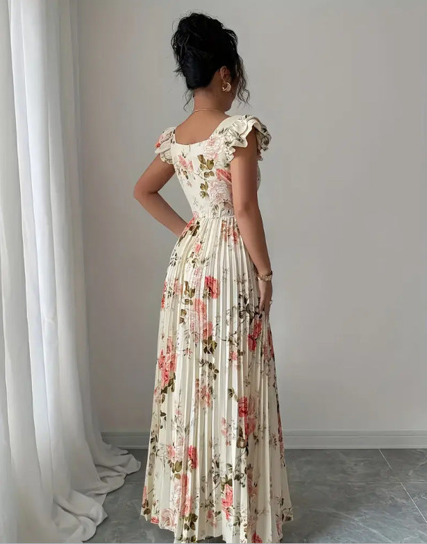 Roosmarijn | Zwevende Maxi-jurk met Bloemenprint