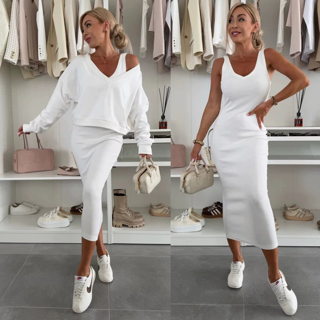 Senna | Set met Cold-Shoulder top & Midi-Rok | 1+1 GRATIS