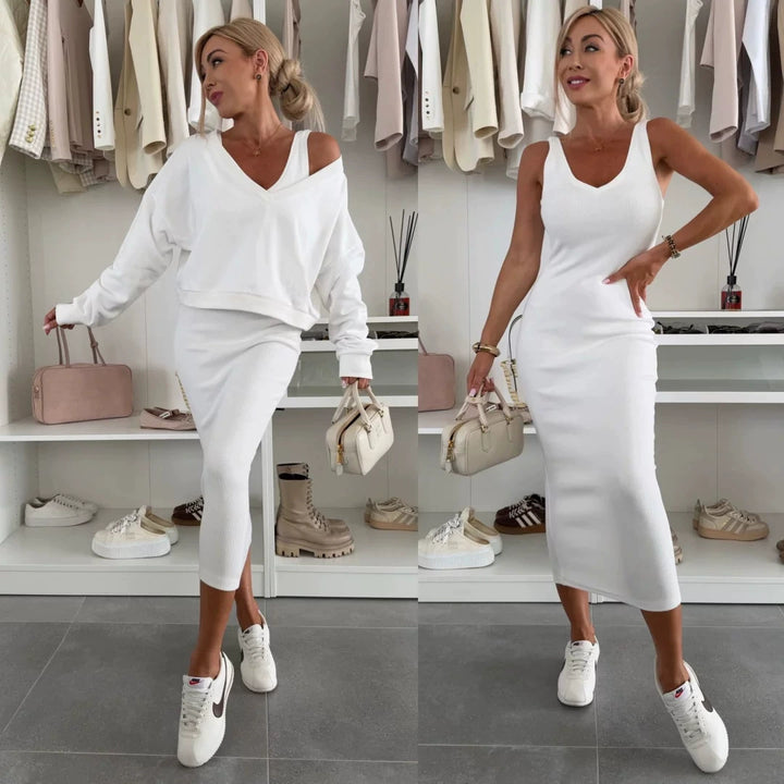 Senna | Set met Cold-Shoulder top & Midi-Rok | 1+1 GRATIS