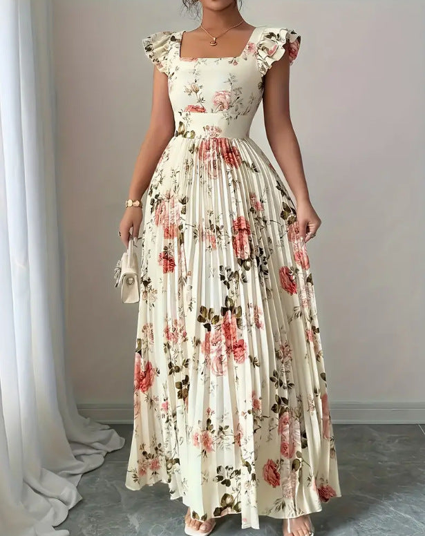 Roosmarijn | Zwevende Maxi-jurk met Bloemenprint