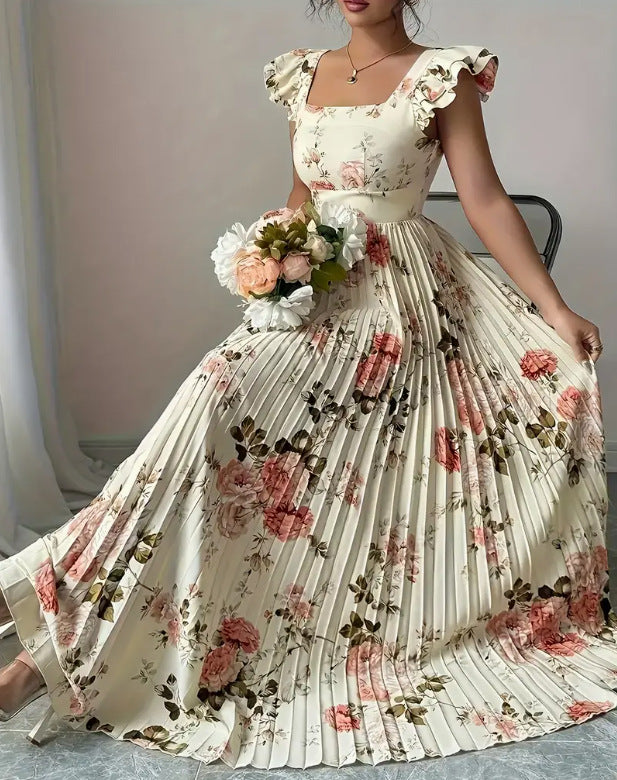 Roosmarijn | Zwevende Maxi-jurk met Bloemenprint