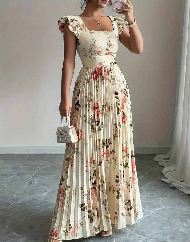 Roosmarijn | Zwevende Maxi-jurk met Bloemenprint