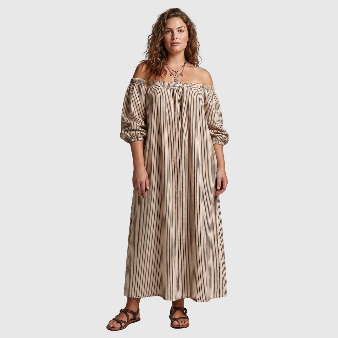Carmen | Flatterende Katoen-Linnen jurk