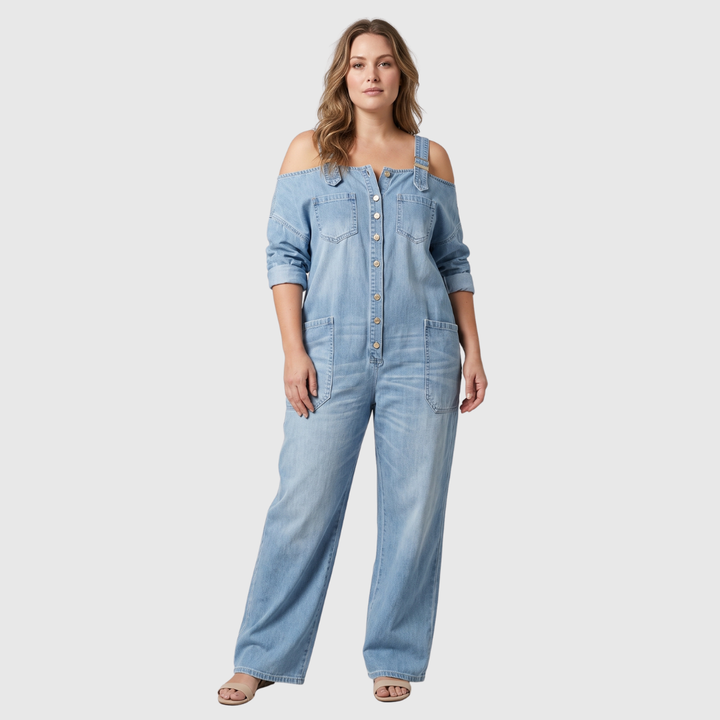 Doortje | Denim Jumpsuit met Cold-Shoulder