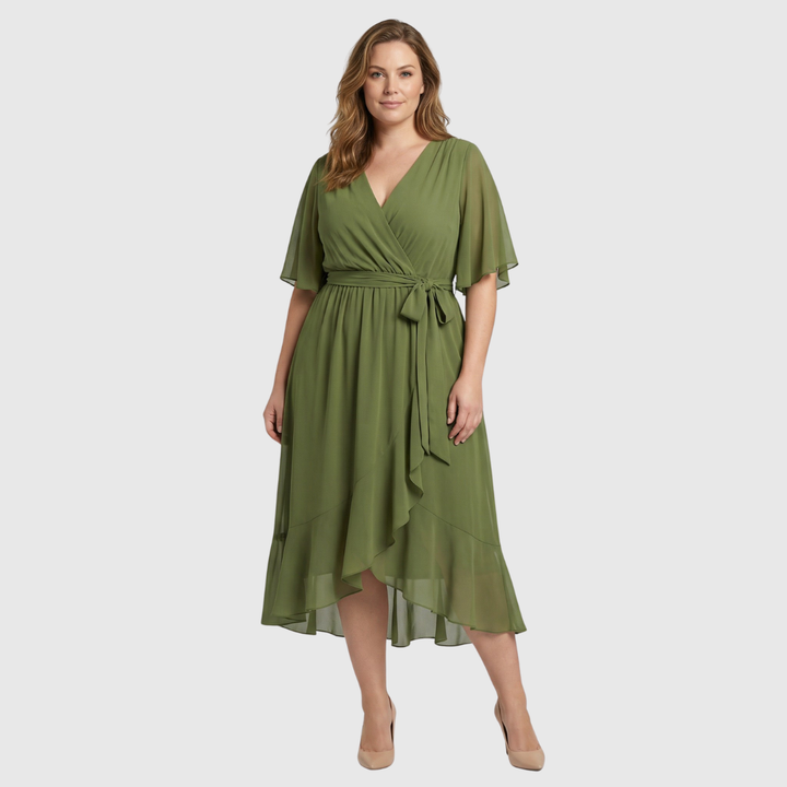 Monique | Chiffon jurk met V-hals