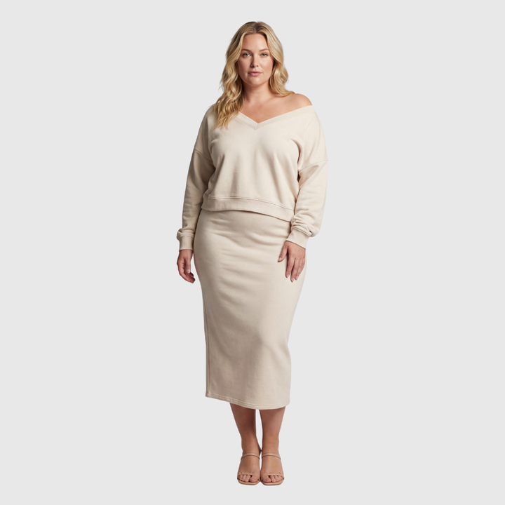 Senna | Set met Cold-Shoulder top & Midi-Rok