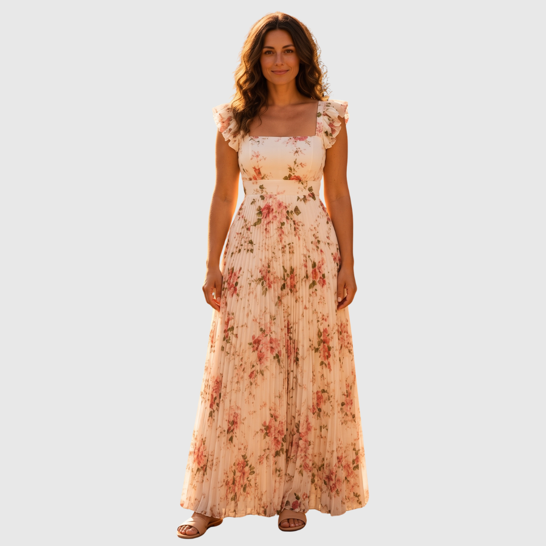 Roosmarijn | Zwevende Maxi-jurk met Bloemenprint