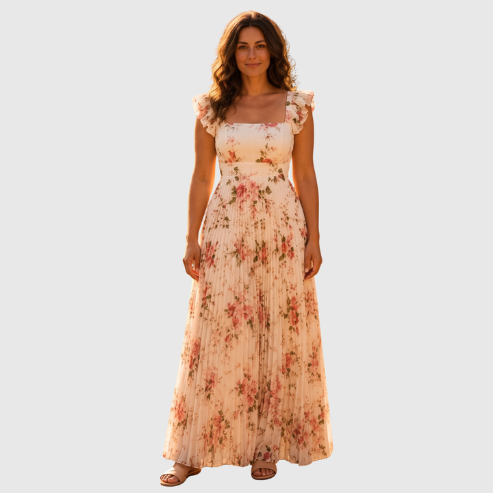 Roosmarijn | Zwevende Maxi-jurk met Bloemenprint