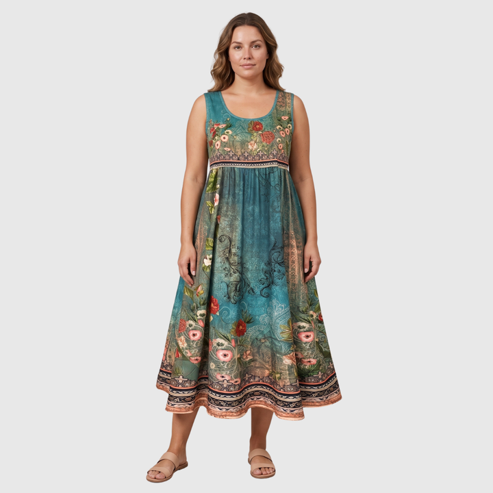 Saska | Bohemian Maxi-jurk met Bloemenprint