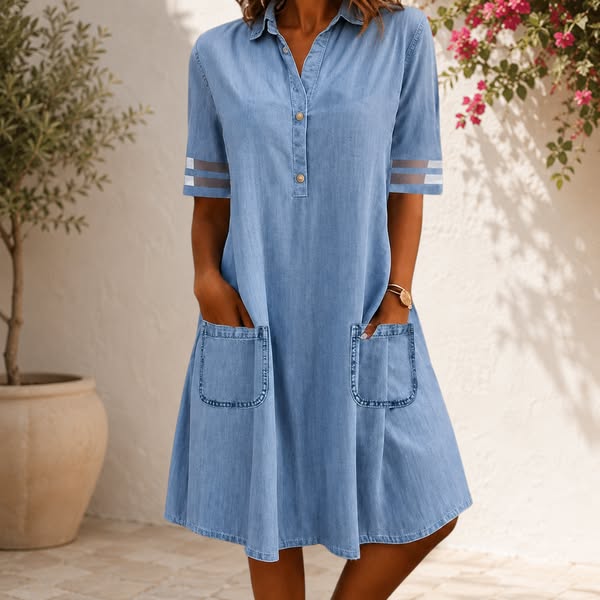 Serena | Denim Overhemdjurk Dames met Relaxed Pasvorm 0