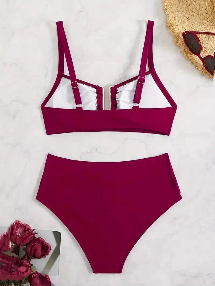 Sophia | Bordeauxrode Gouden Uur Bikini met Hoge Taille 5