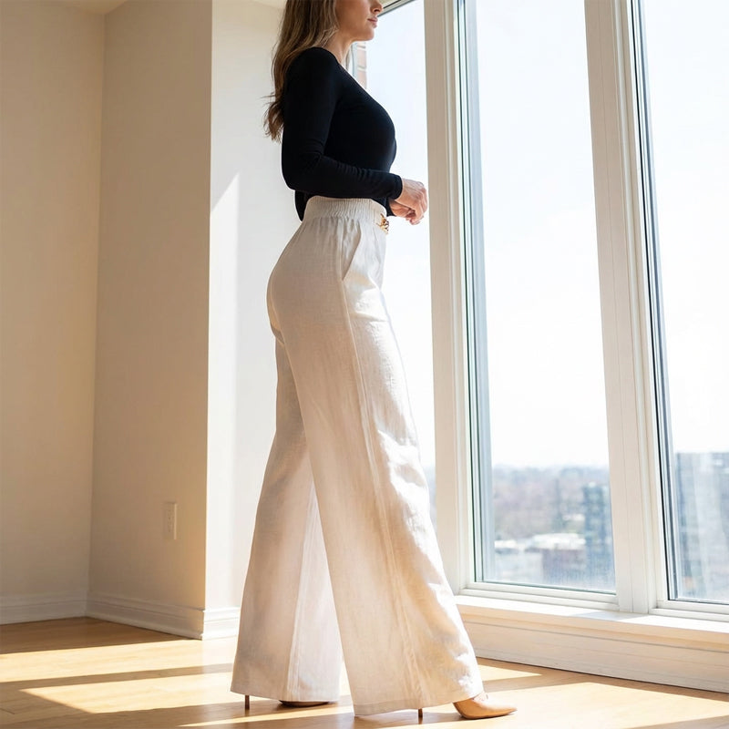 Sophie | Hoog Getailleerde Flared Broek met Riemaccent 2