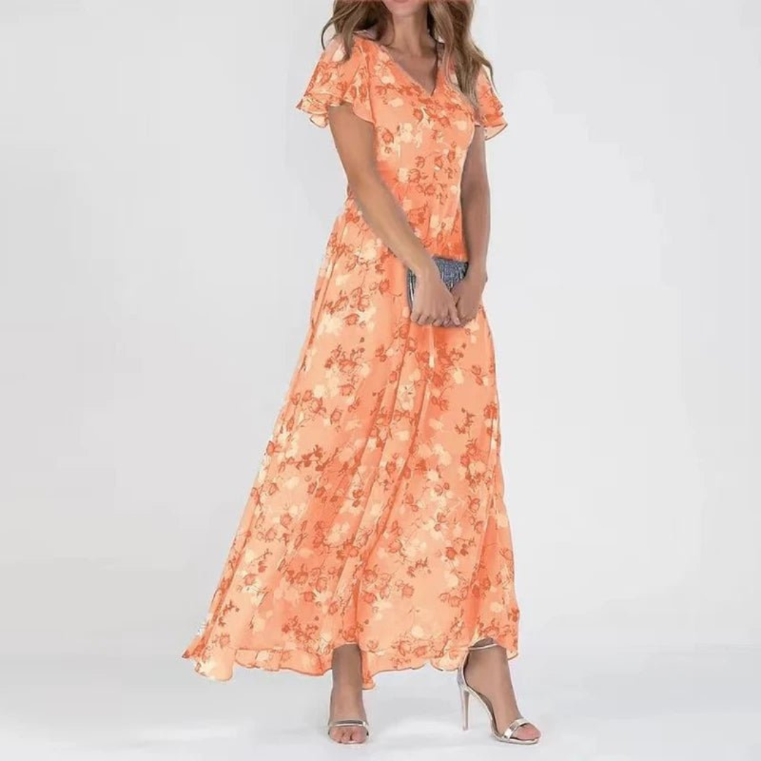 Zuri | Flatterende Maxi-Jurk met Bloemenpatroon