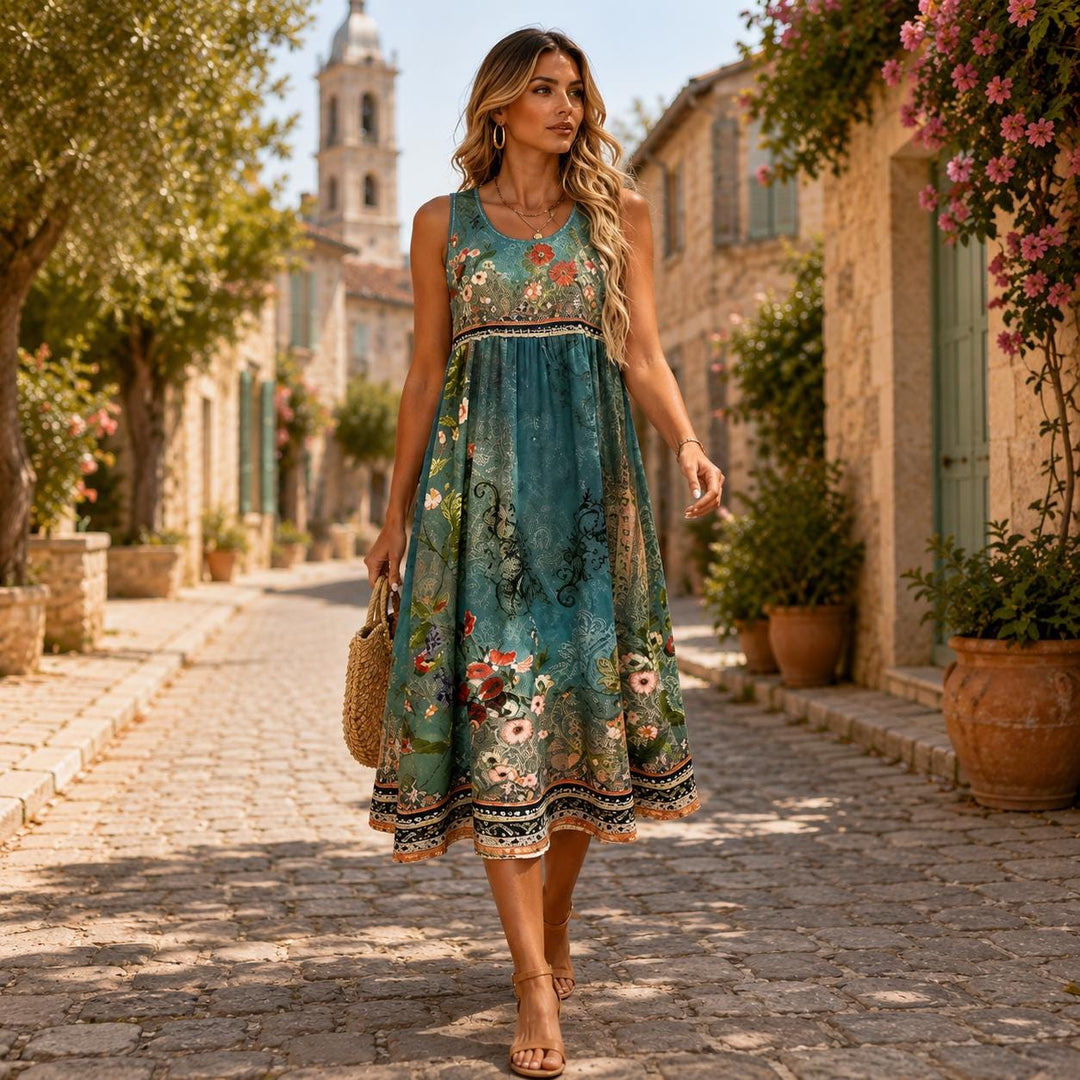 Saska | Bohemian Maxi-jurk met Bloemenprint