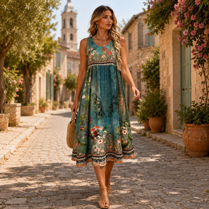 Saska | Bohemian Maxi-jurk met Bloemenprint