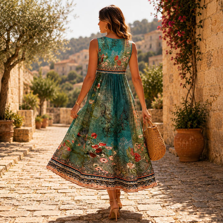 Saska | Bohemian Maxi-jurk met Bloemenprint