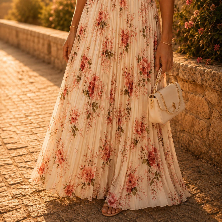 Roosmarijn | Zwevende Maxi-jurk met Bloemenprint