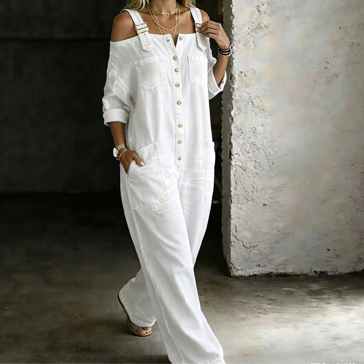 Doortje | Denim Jumpsuit met Cold-Shoulder